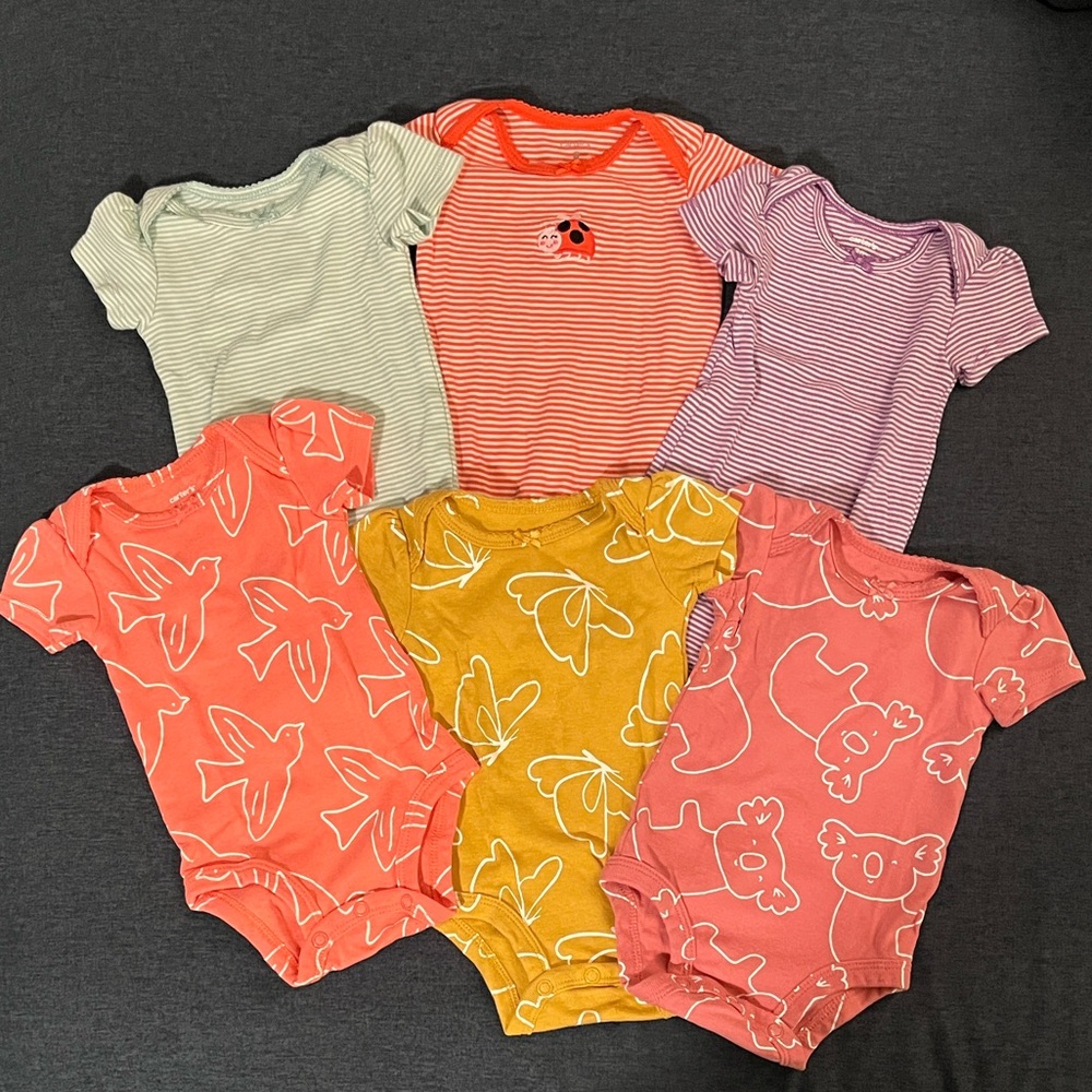 Set of 6 Carter’s Baby Bodysuits, 3M 🐞